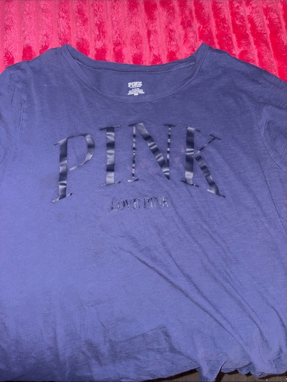 PINK Victoria's Secret Navy Short-Sleeve Logo Tee